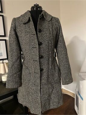 American rag Tweed Button-Front Coat - Gray